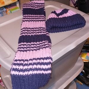 Handmade knitted hat and scarf set